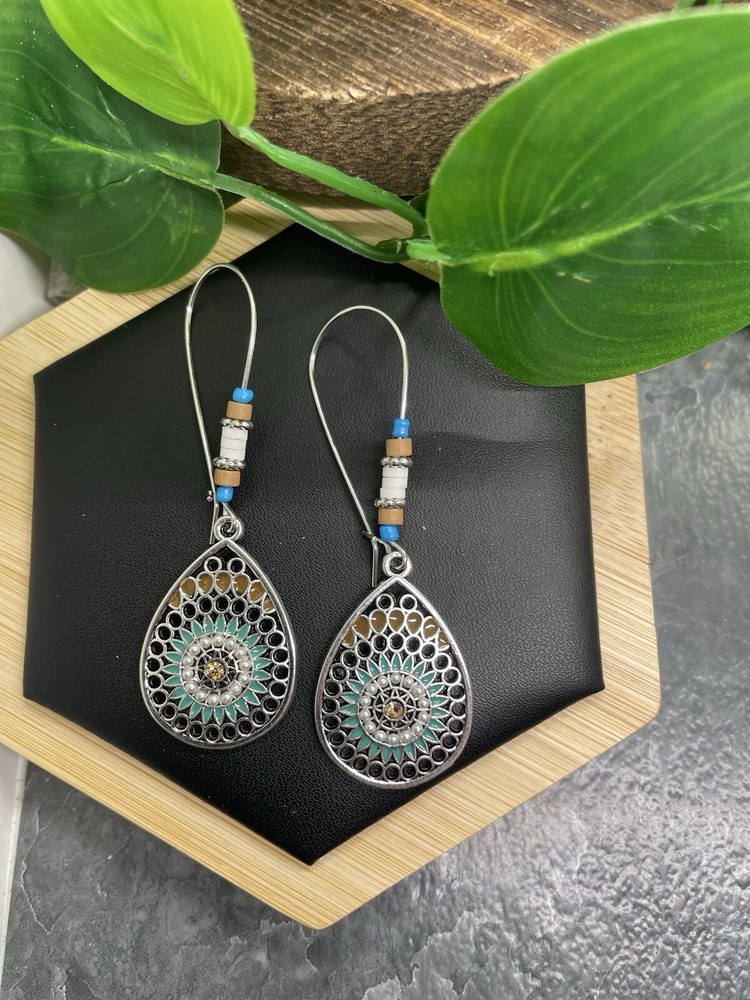 2.5” Silver-tone Retro Boho  Dangle Earring Set  New Free Ship B4557