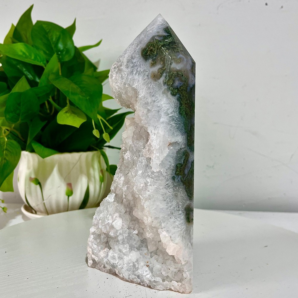 3.54LB Water grass agate wide column obelisk sample column