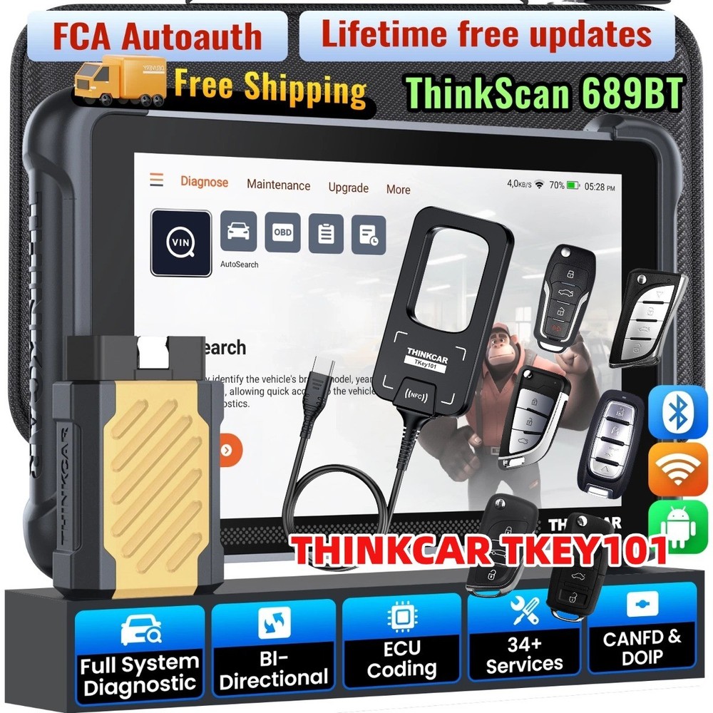 THINKSCAN 689BT All System Diagnostic OBD2 Scanner+TKEY101 Key Programmer Tool