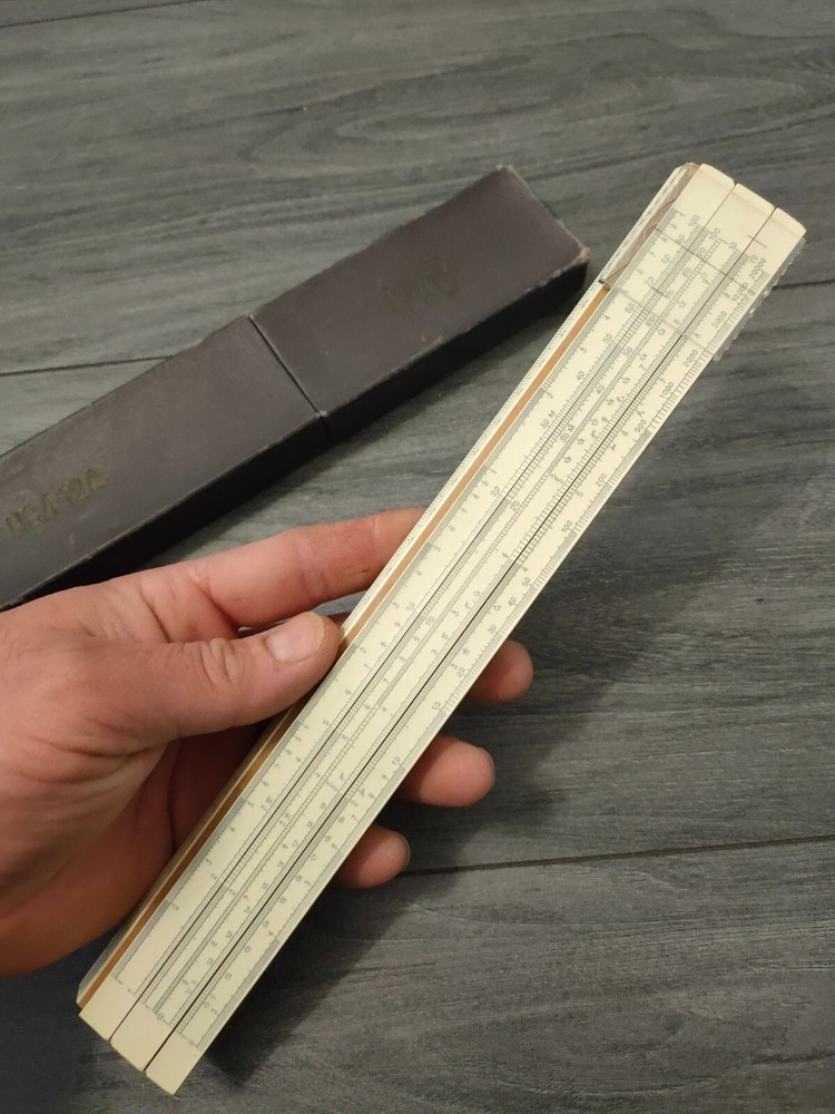 ANTIQUE MILITARY USSR SOVIET LOGARITHMIC SLIDE RULER