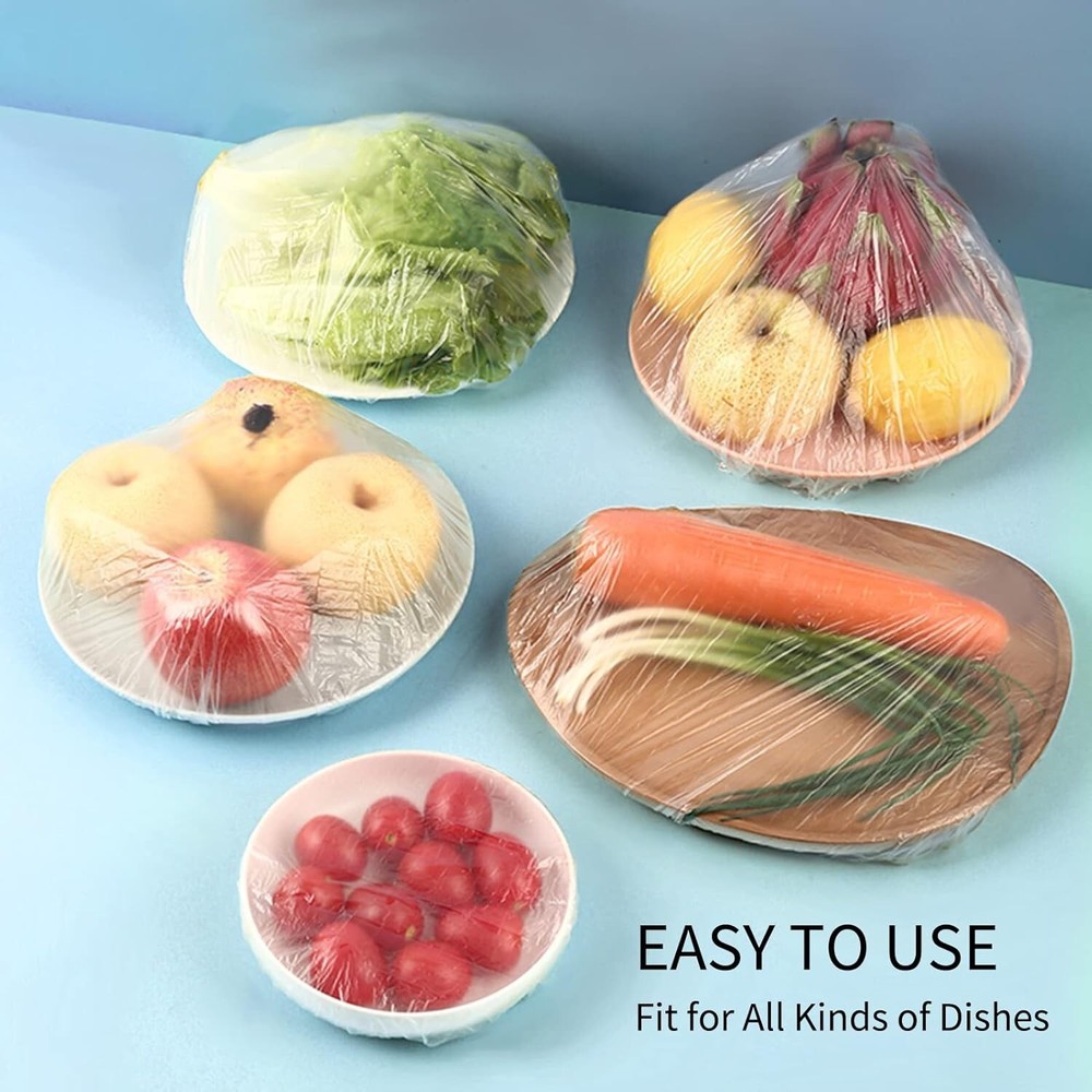 300pcs Reusable Elastic Stretch Fresh Keeping Covers Kitchen Food Plastic Wrap