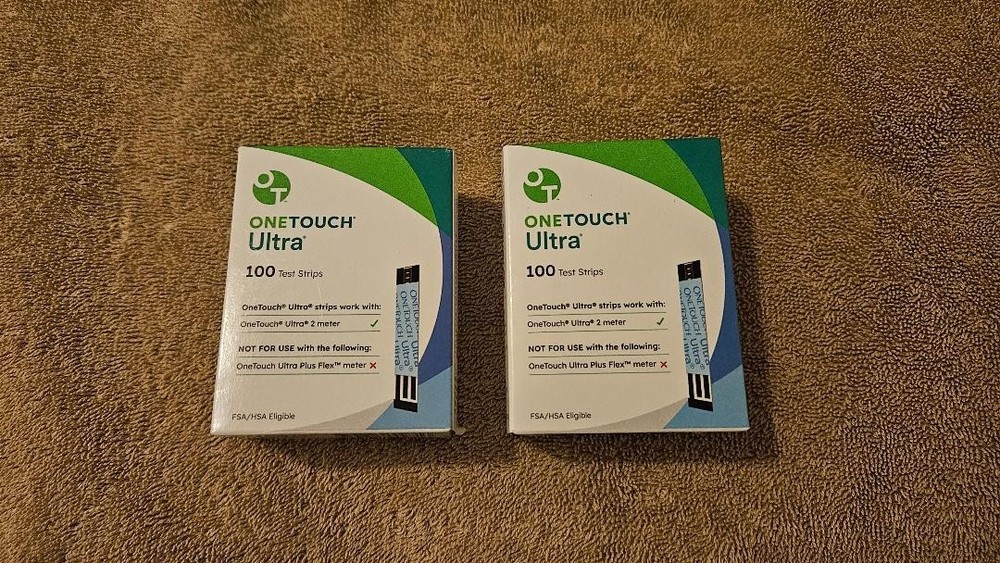 One Touch Ultra Test Strips 100 count 2 Boxes (200 Total)