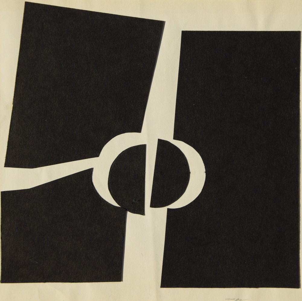 Sabine Ebel 1945-2015 Oldenburg / Collage Cardboard 1965 Constructive Circle Rectangle