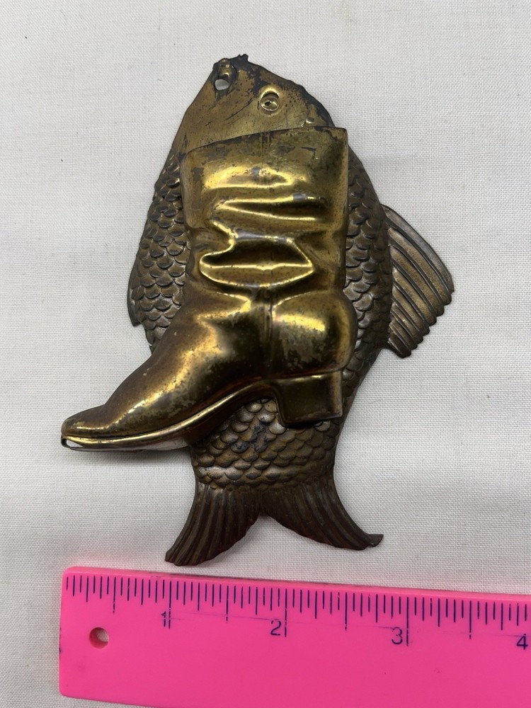 Fish and Boot Wall Match Holder Striker 1900's