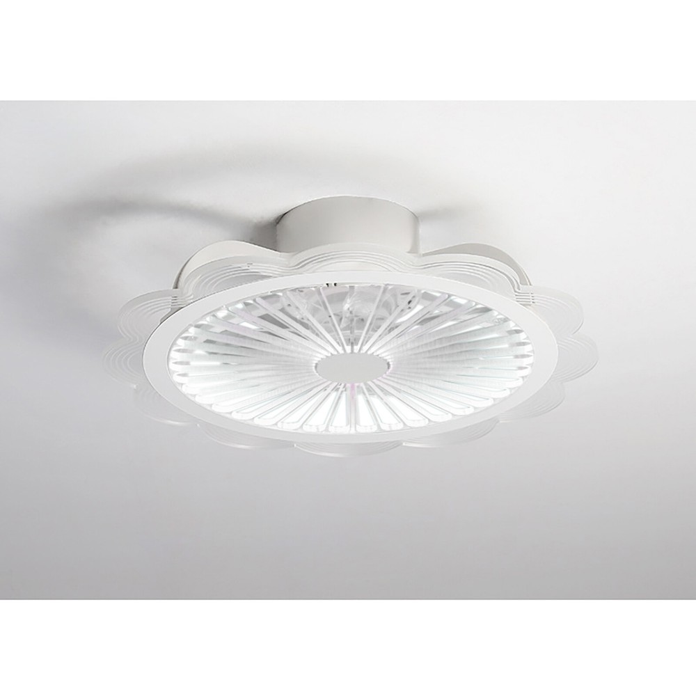 Flush Mount Ultra Thin Ceiling Fan Light Dimmable LED Chandelier+Remote Control