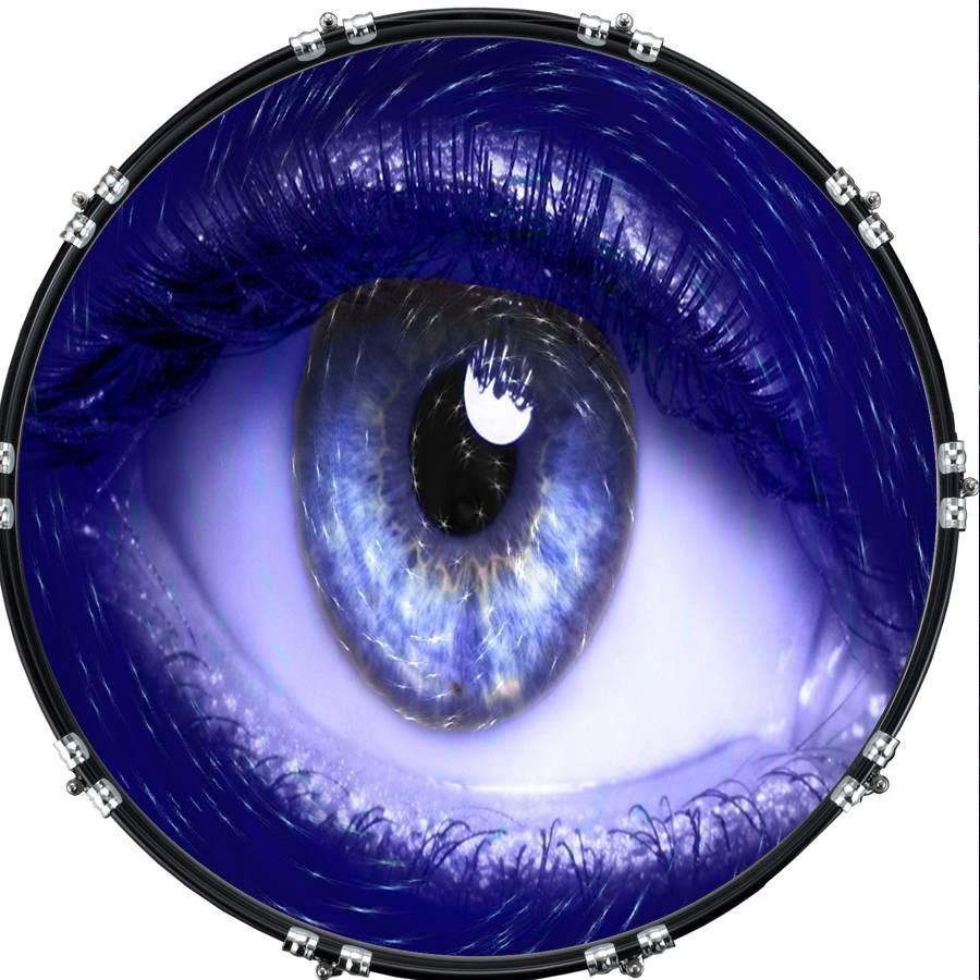 20" Custom Bass Kick Drum Front Head Graphical Eye Blue