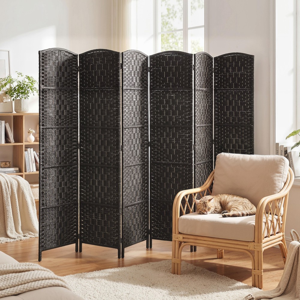 6 Panel Folding Privacy Screen, 6FT Partition Wall Divider, Coffee