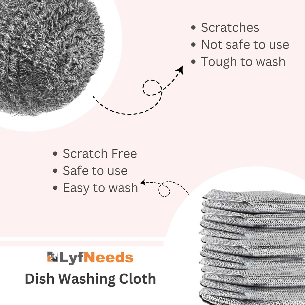 Non Scratch Wire Dishwashing Rag, 8 Pack Double Layer Reusable Wire Dishcloth...