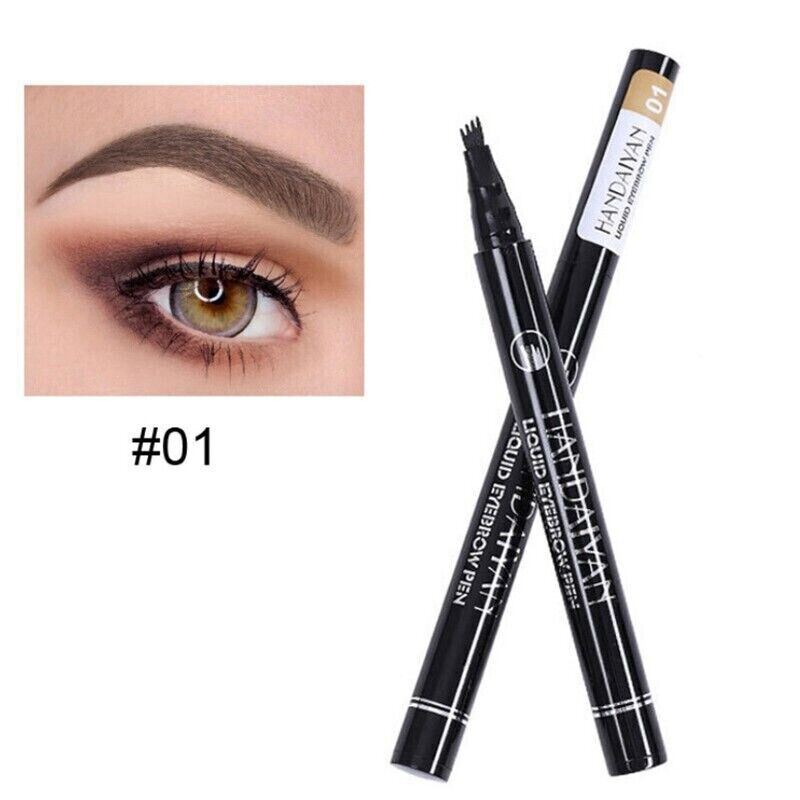 2 Pack Long-Lasting Liquid Tattoo Eyebrow Pens: 4 Tips, 3D Fork Microblading Ink
