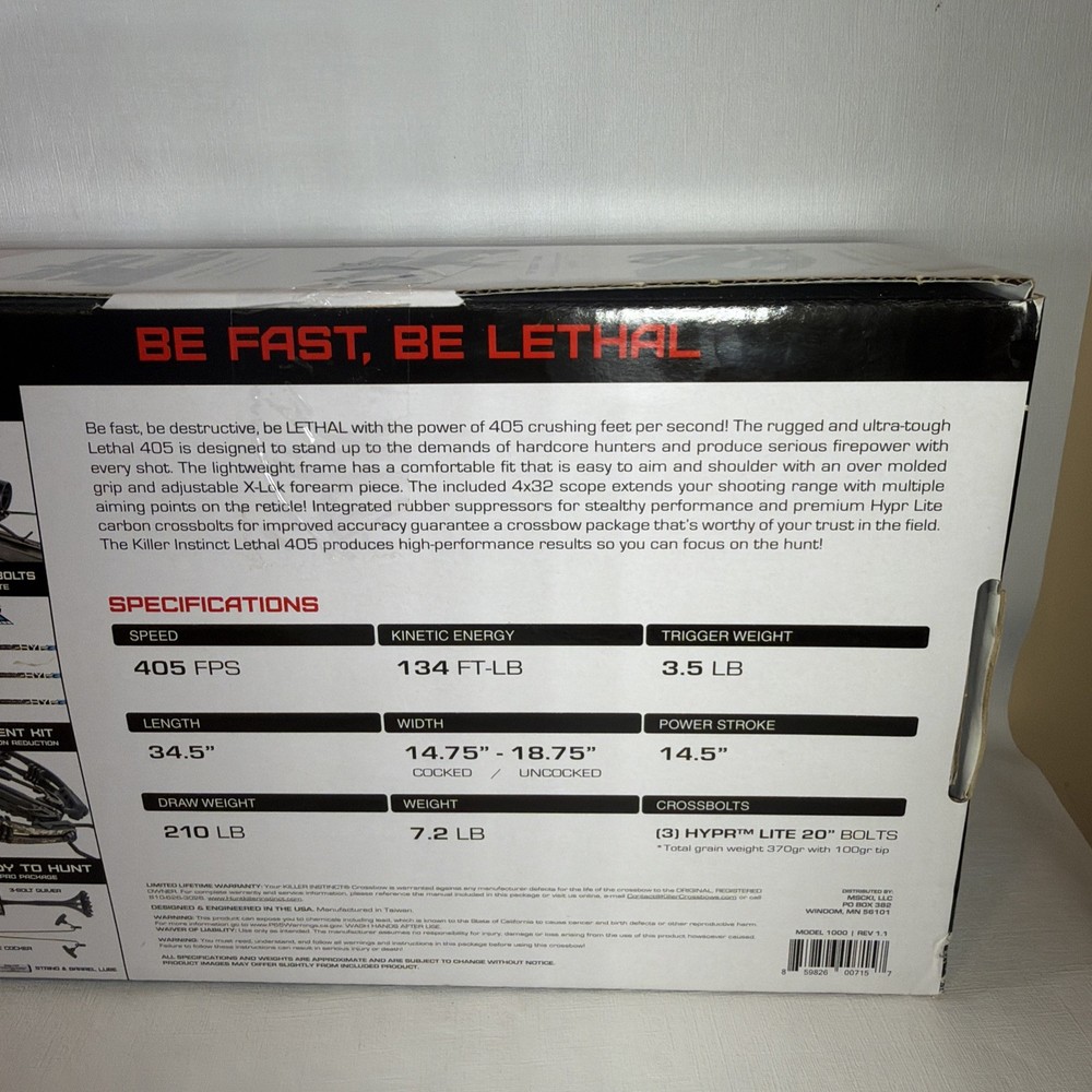 KILLER INSTINCT Lethal 405 Crossbow Kit (1000)