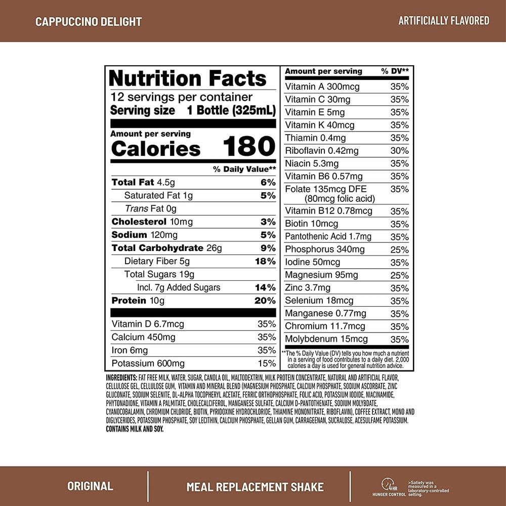 SlimFast Meal Replacement Shake, Original Cappuccino Delight,