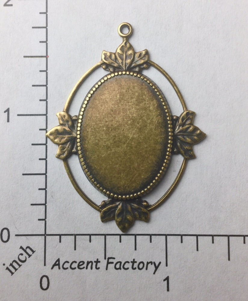 21733 Victorian 25x18mm Pendant Setting Brass Oxidized