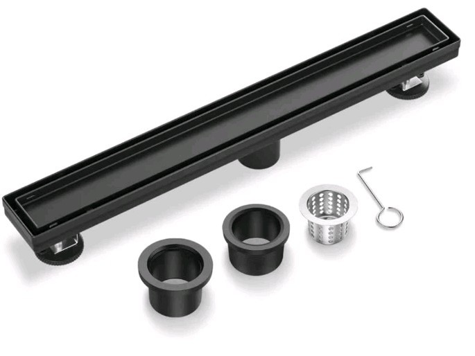 36 Inch Linear Shower Drain Rectangular Floor Drain with Accessories Matte Black