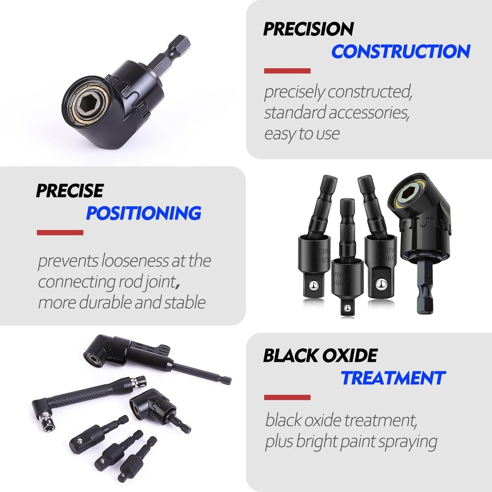17Pcs Drill Bit Extension, Include 2Pcs 105°Right Angle Electric Drill Adap