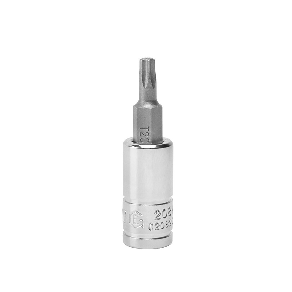 Genius Tools 1/4" Dr. T-20 Tamperproof Star Bit Socket, 45mmL - 208+7120