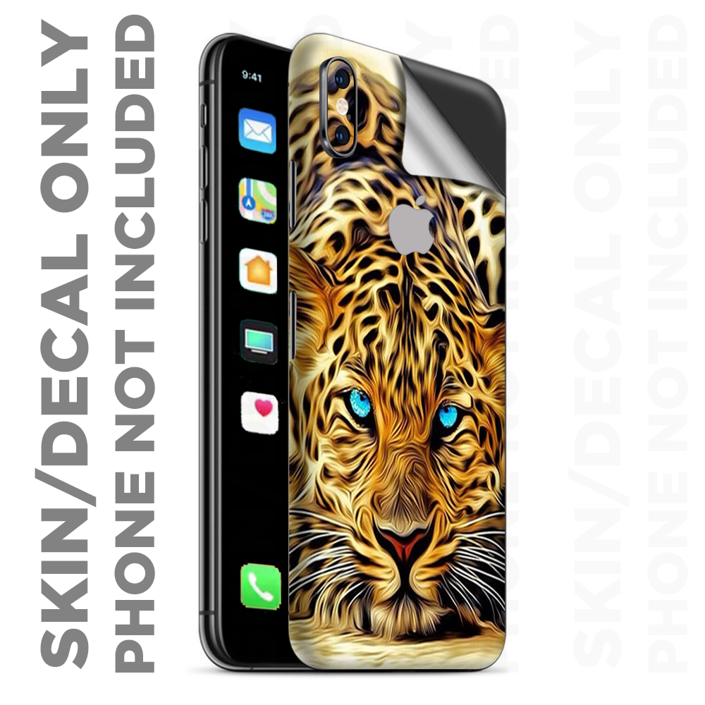 Skins Decal Wrap for Apple iPhone XS Max-Leopard with Blue Eyes