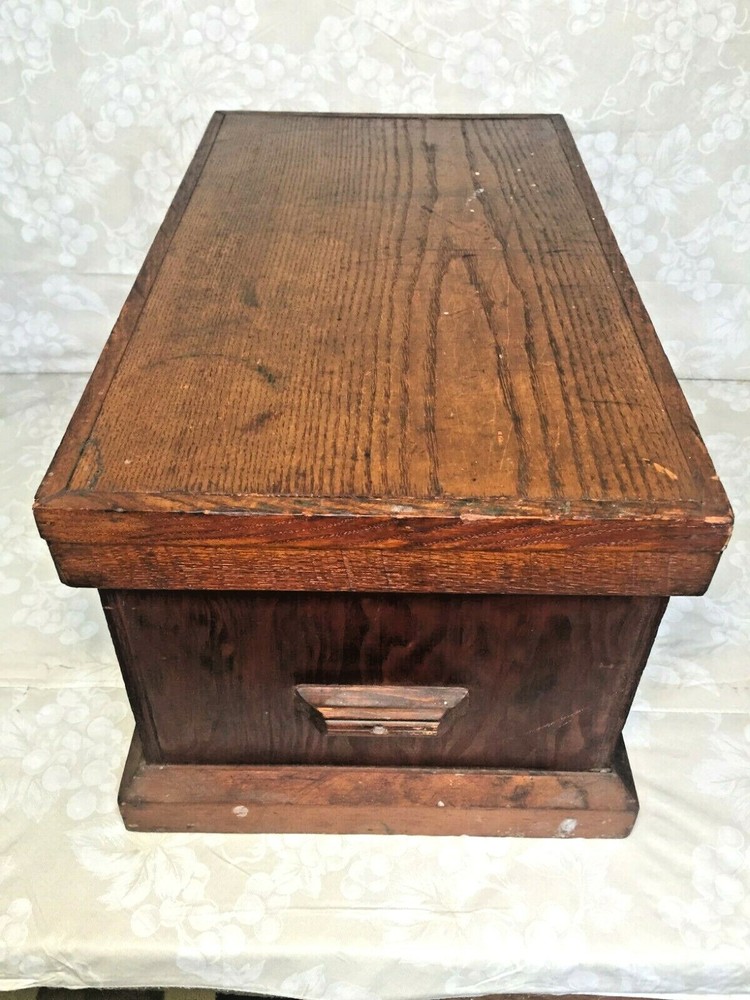 Vintage Tool Chest Handmade 2 Removable Trays Hinged Lid