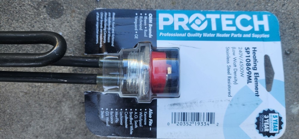 SP10869ML 240 Volt Protech Heating Element 4500watts  RHEEM Heaters and More