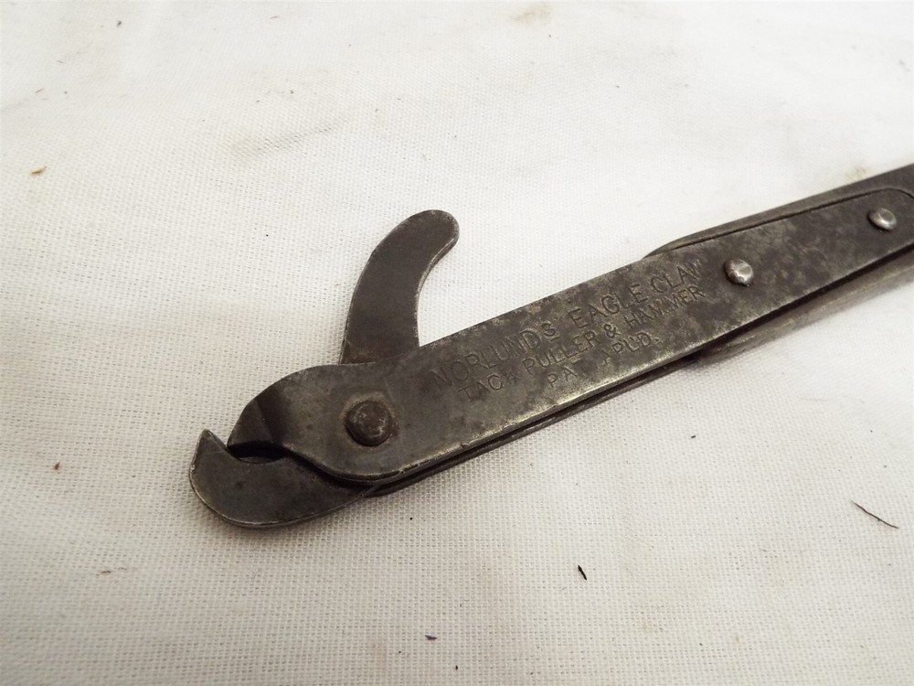 Antique Norlund Eagle Claw Patent Applied Tack Hammer Puller Upholstery Tool