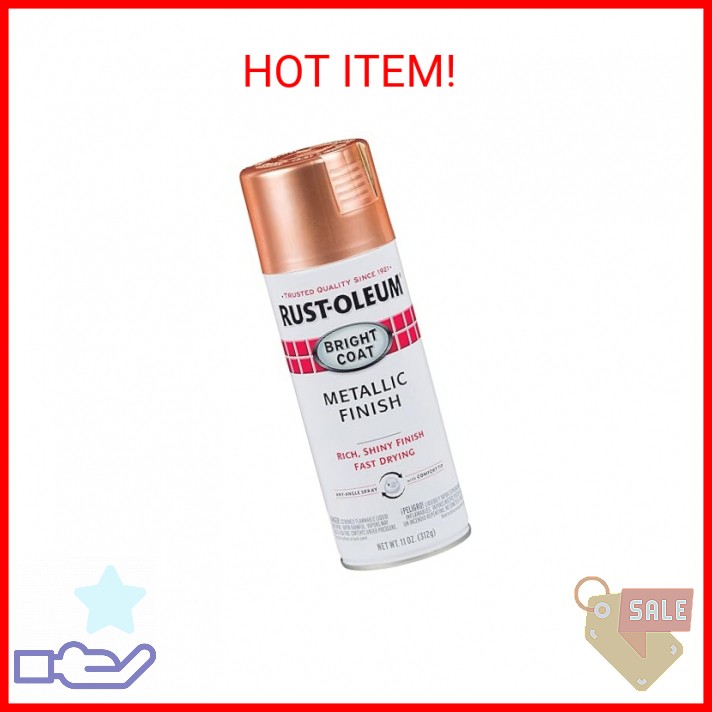 Rust-Oleum 314417 Stops Rust Bright Coat Metallic Spray Paint, 11 oz, Copper
