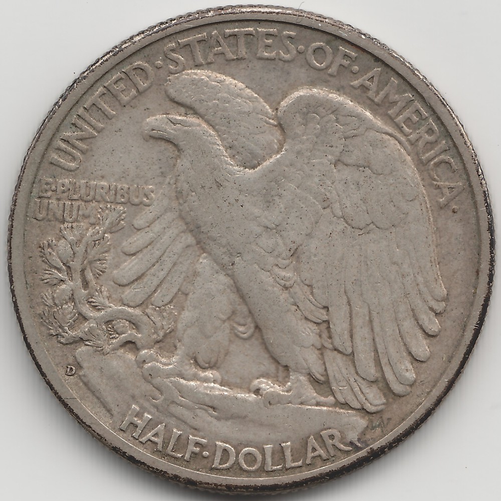 1937 D Walking Liberty Half Dollar, XF