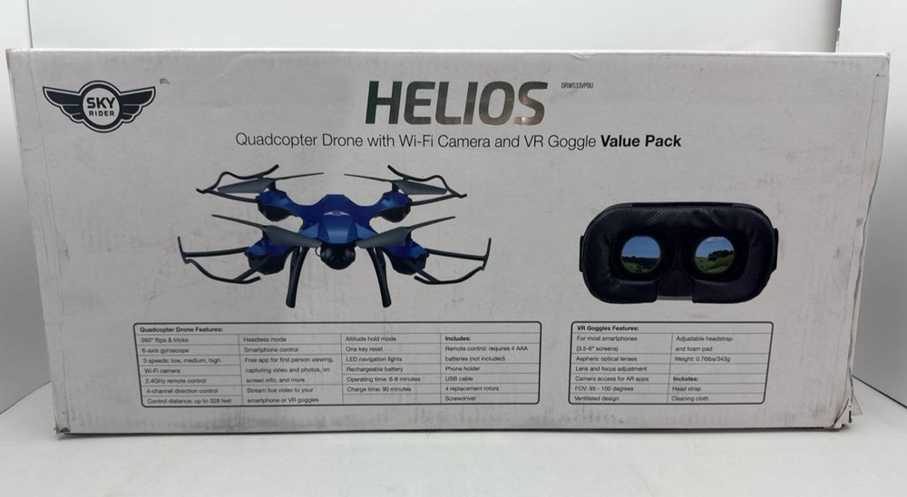 Helios Quadcopter Drone WiFi Camera VR Goggles 360 Flips 300Ft Range Foldable