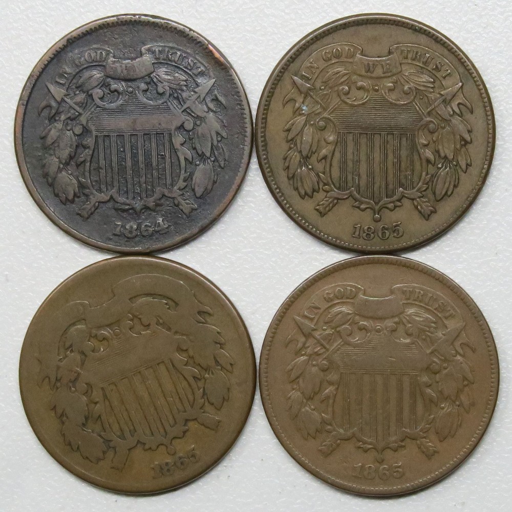 12x 1864-1868 2 Cent Pieces 2c 28665