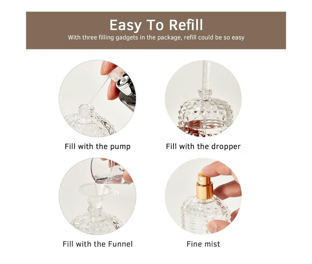 2 Pack 30ml Refillable Spray Perfume Bottles, Empty Clear Perfume Atomizer,...
