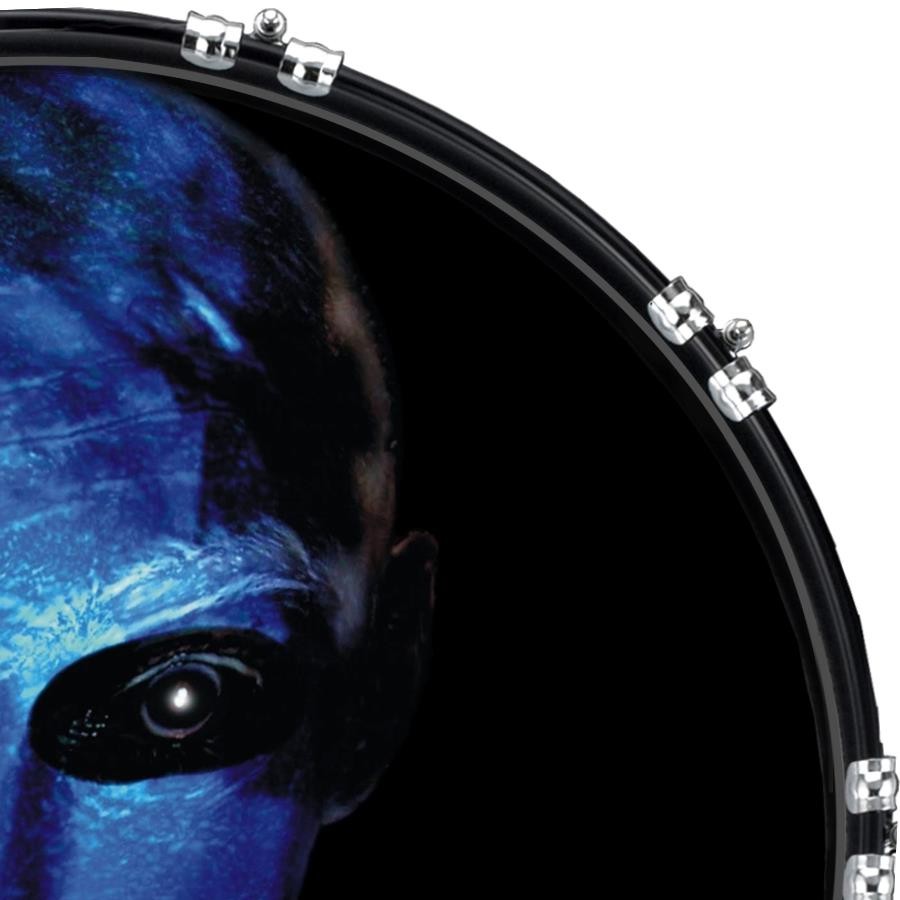 Custom 22" Kick Bass Drum Head Graphical Image Front Skin Blue Entity