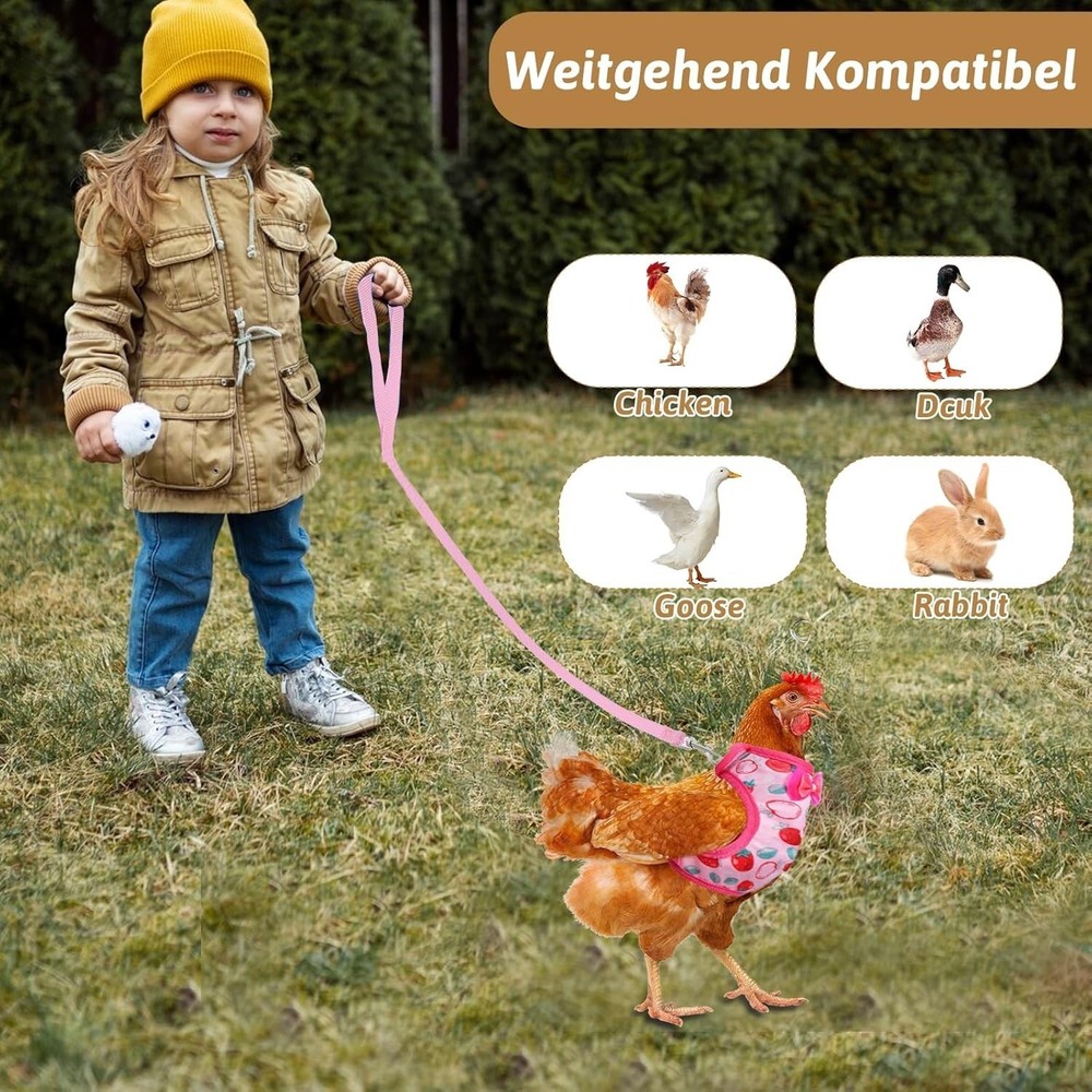 2 Pcs Adjustable Chicken Harness & Leash Set Comfortable Chicken Vest Elastic