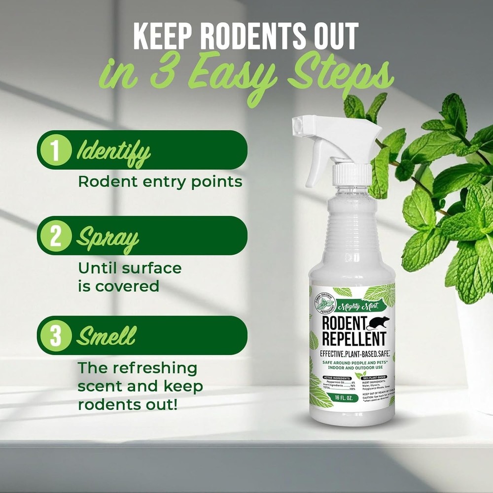 Extra-Strong 16 oz Peppermint Oil Spray - Pet-Friendly Rodent Control Solution
