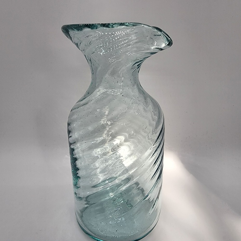 Clear Handblown Seeded Swirl Pitcher