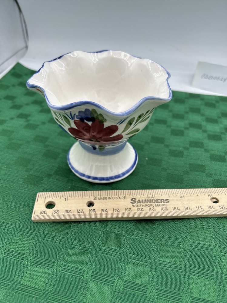 Vintage Ceramic Hand Painted Planter with Floral Design