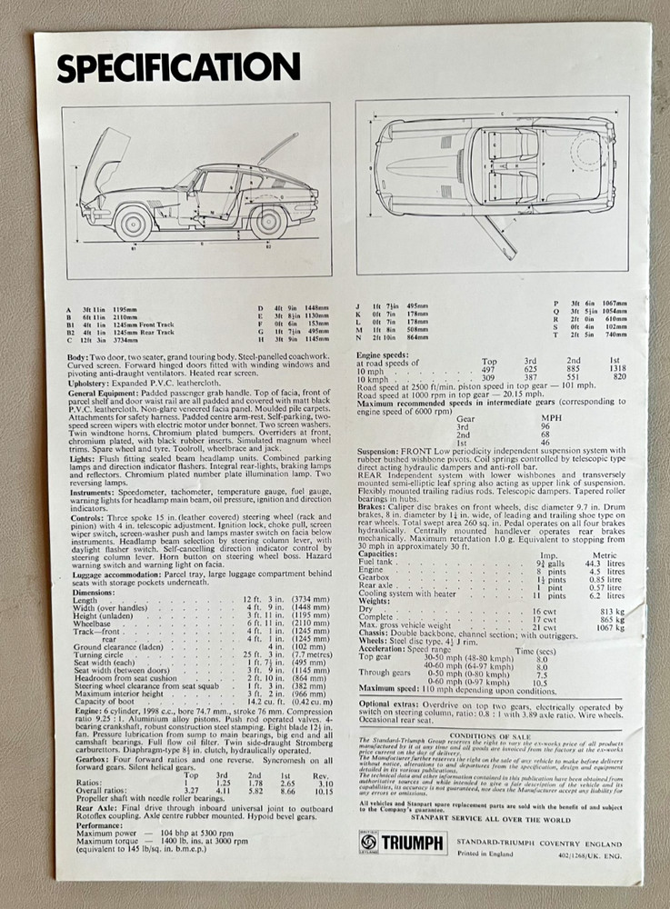 Triumph GT6 Mk 2 1968 Brochure