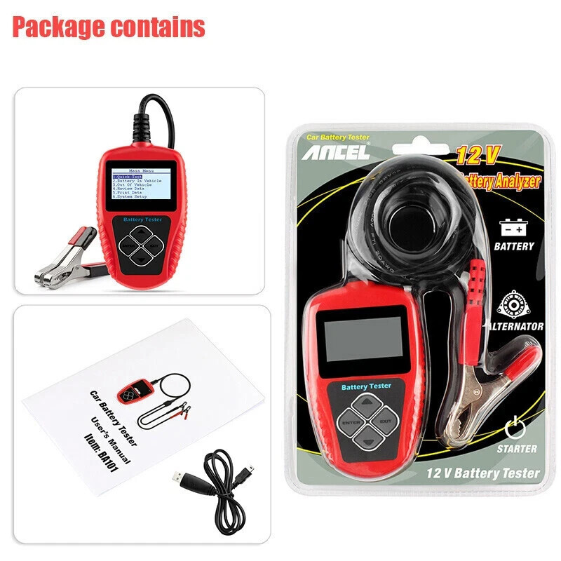 ANCEL BA101 100-2000 CCA Car Auto Load Battery Tester Tool Digital Analyzer 12V