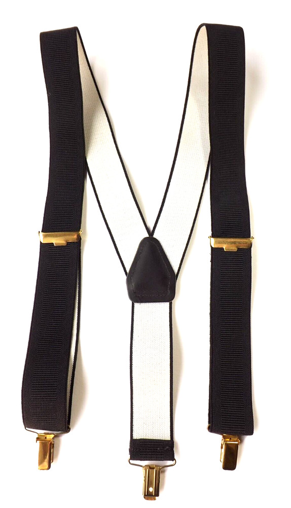 Mens BRACES Y Design Black Elasticated Clip On Excellent Condition