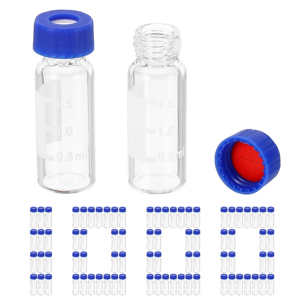 1000 Pack 2ml Autosampler Vial Lab Clear Vials Sample Vial Pre-Slit Septa