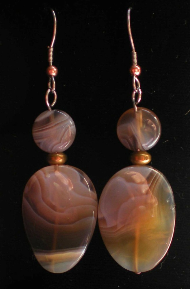 Botswana Agate Bead Earrings - Balance, Grounding, Healing e112