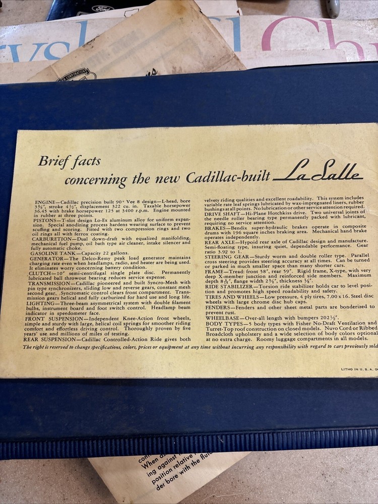 1938 La Salle Sales Brochure