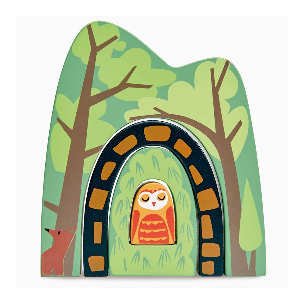 Tender Leaf Toys - Forest Tunnels - Stacking Forest Tunnel Train Set Accessories