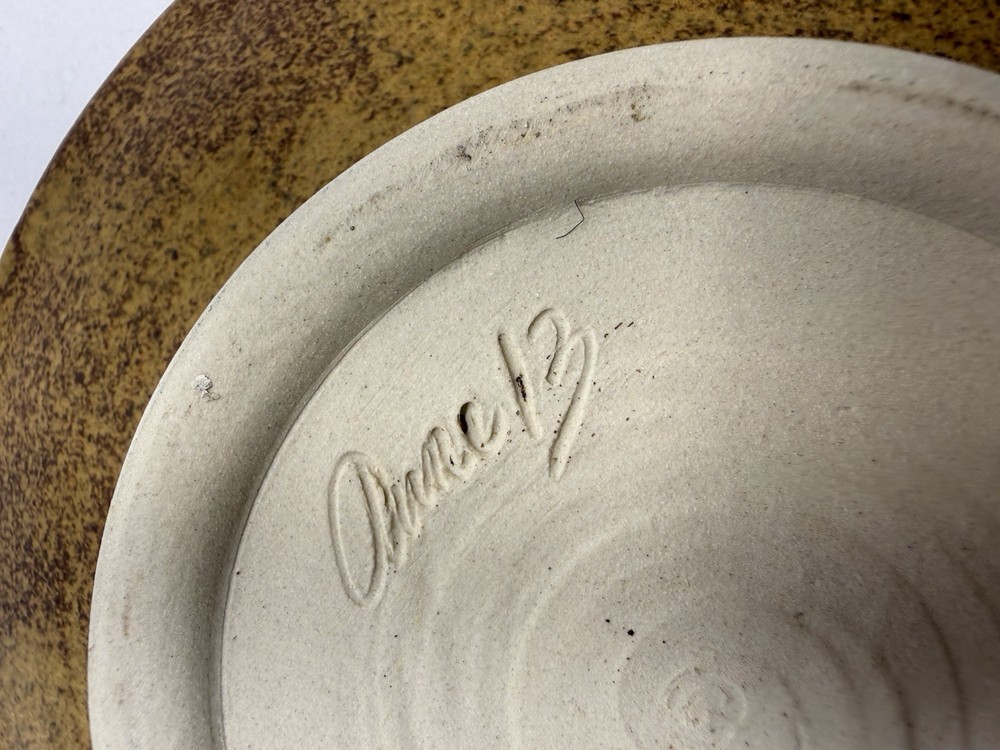 Handmade Ceramic Garlic Ginger Grater Plate Brown Pottery Kitchen Tool Signed