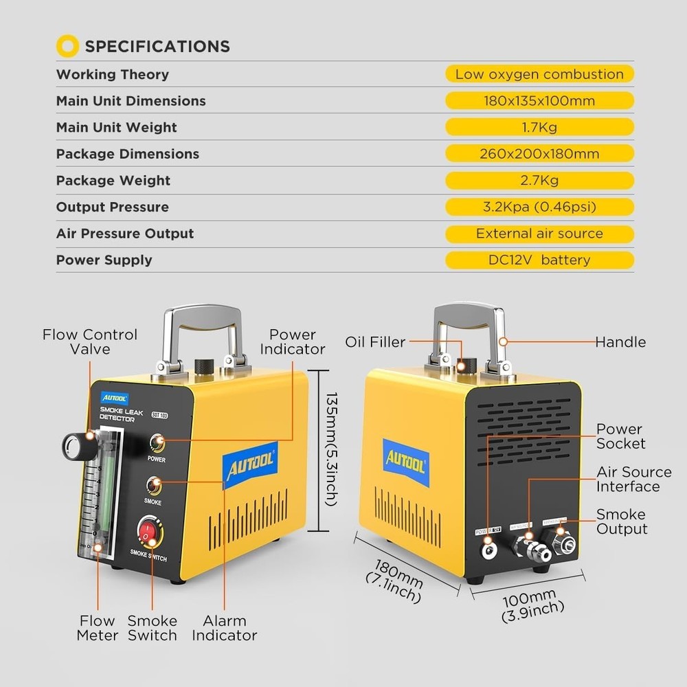 Smoke Machine Leak Detector for 12V Vehicles - Professional Testing Tool