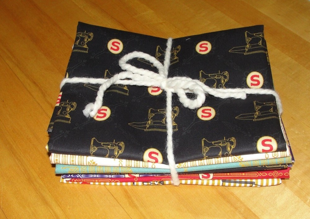 Featherweight Sewing Machine Themed 7 pc FQ Bundle Custom Cotton Fabric
