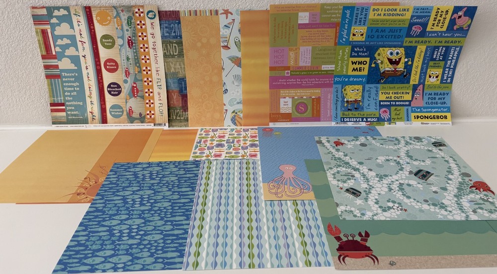 12" x 12" Scrapbook Various SUMMER VACATION, 13 Single & 2 Double-Sided Sheets