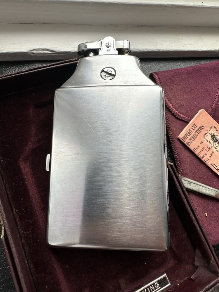 Vintage 1930s Ronson Mastercase Silver Cigarette Case & Lighter Combo COB/BT1