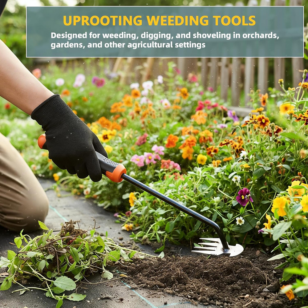 Durable Dual-Purpose Weed Puller Tool with Manganese Steel Teeth