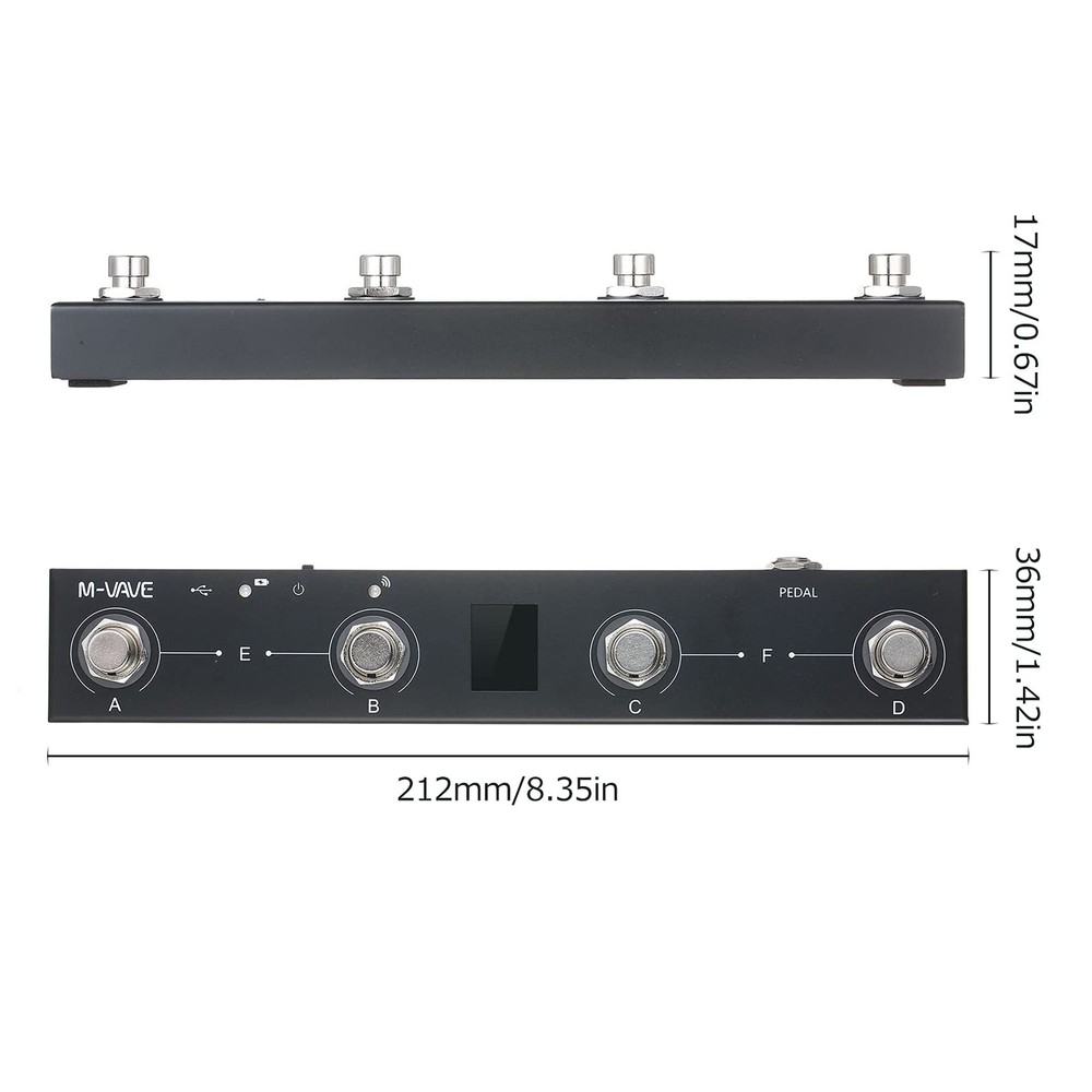 Wireless MIDI Foot Controller Rechargeable Pedal with APP Control