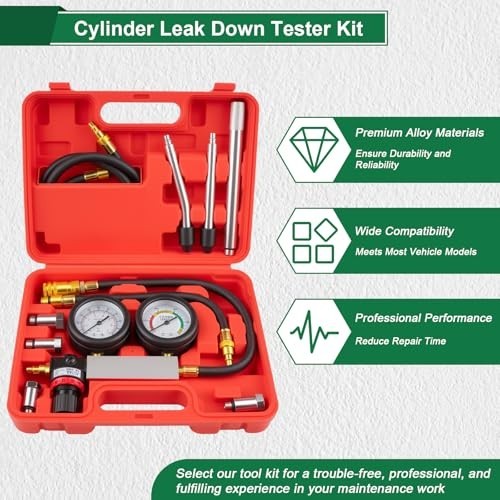 Automotive Cylinder Leak Down Tester Kit - Engine Compression & Leakage Test Too