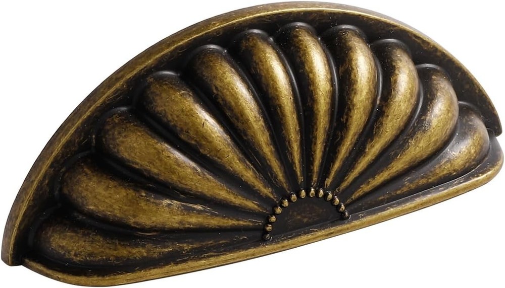 Antique Brass Cabinet Cup Pulls - Vintage Drawer Pulls - 3" Hole Center - 5 Pack
