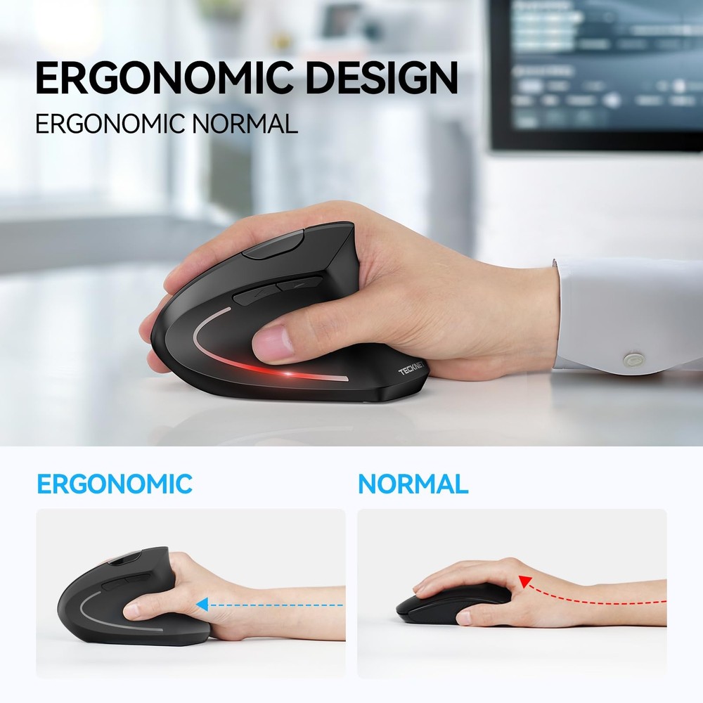 Ergonomic Mouse Wireless Bluetooth Vertical Mouse 4800 DPI Optical Tracking 6...